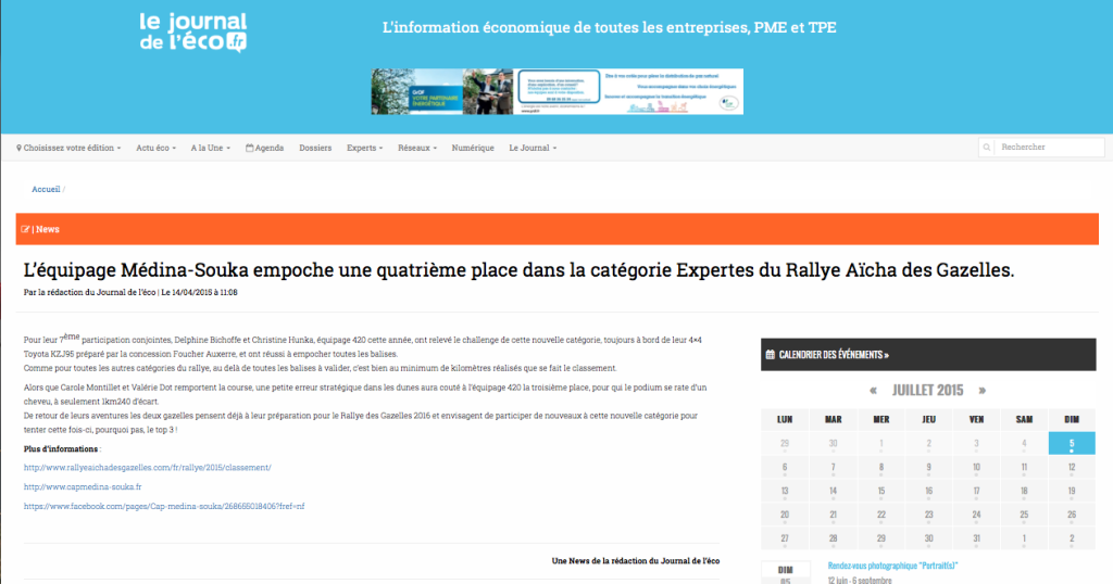 Journal de l'éco - Rallye des Gazelles 
