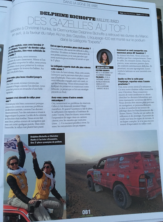 Sport Auvergne rallye des gazelles - Delphine bICHOFFE